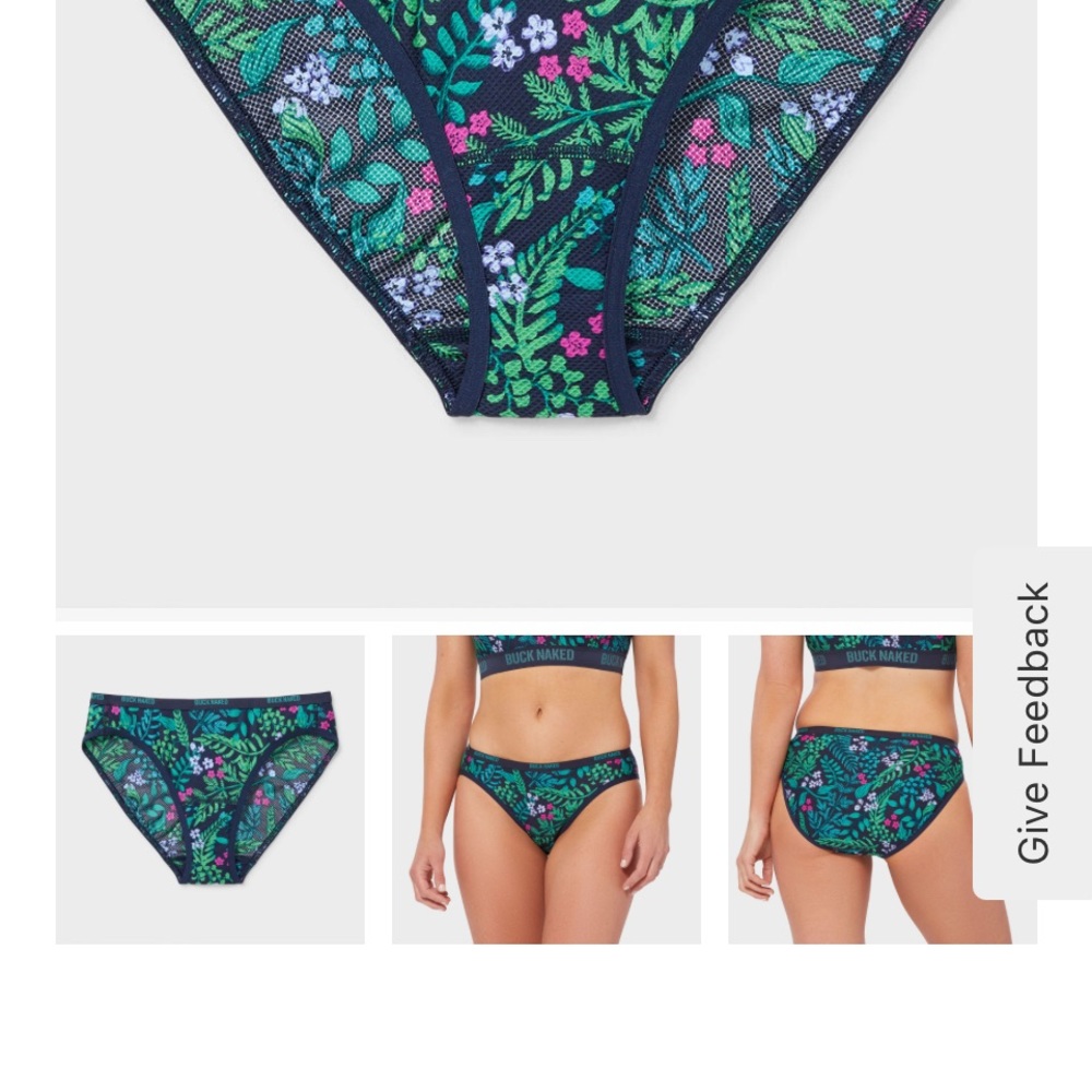 Duluth Trading Co Floral Bikini M Bottoms - Green Botanical